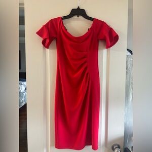 Elegant Red Ruffle Sleeve Off the Shoulder Dress